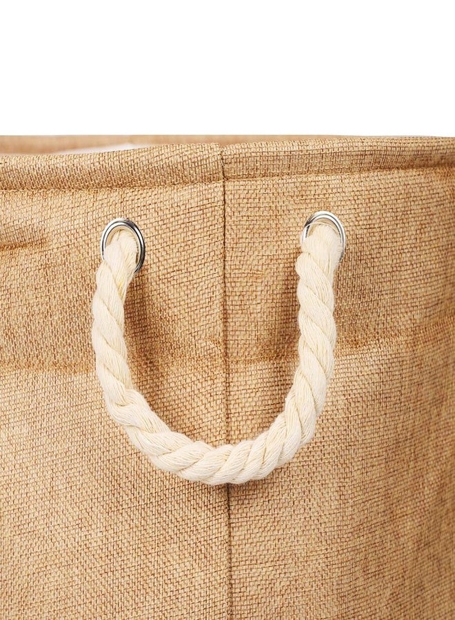 Kiwilon Folding Laundry Basket for Clothes, Round Collapsible Storage Basket I Jumbo Laundry Bag For Clothes With Rope Handle (50 x 40 CM) (Beige) - Image 5